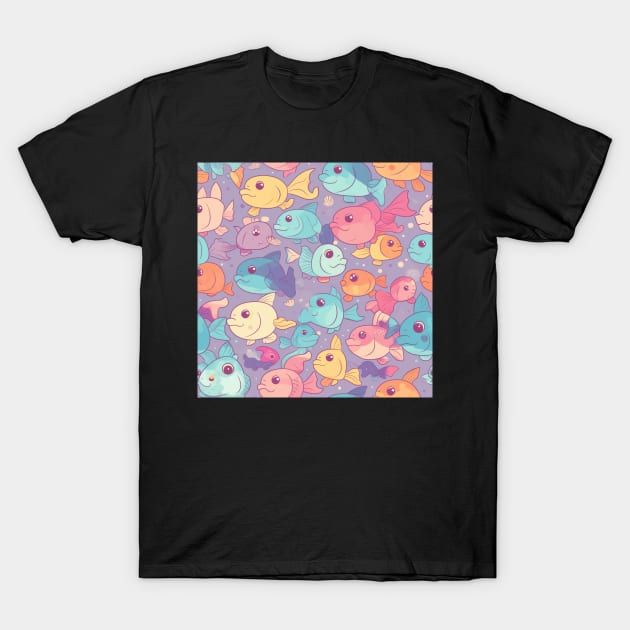 A Seamless Pattern of Adorable Pastel Fish T-Shirt by Guntah
